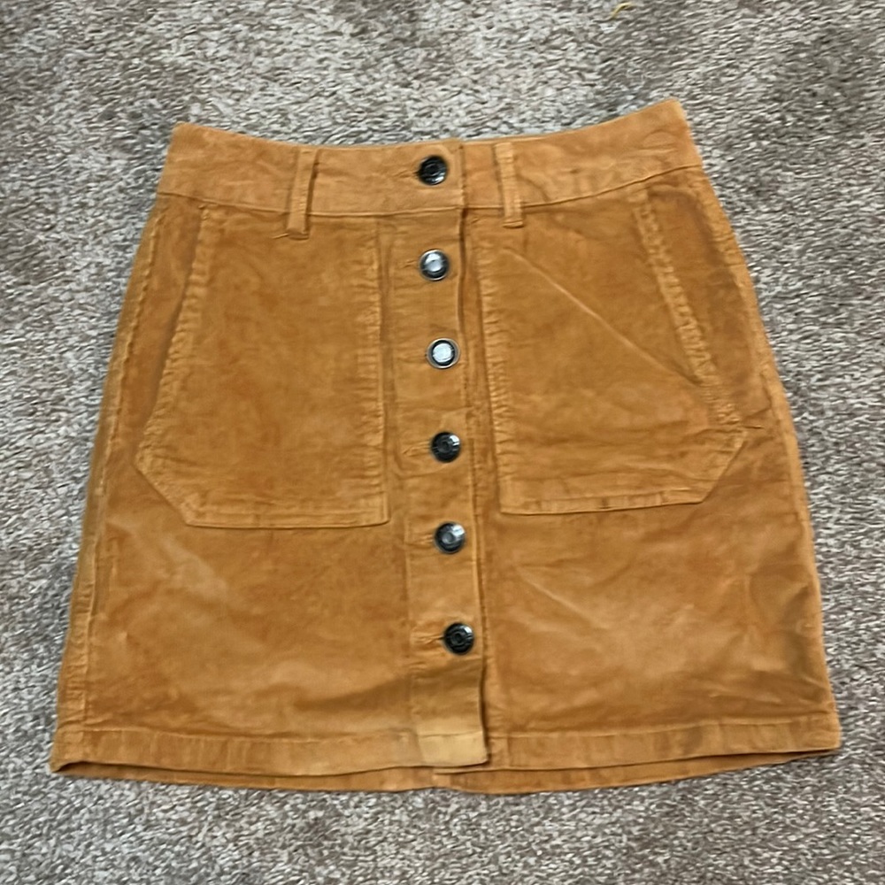 Cute button up brown corduroy mini skirt